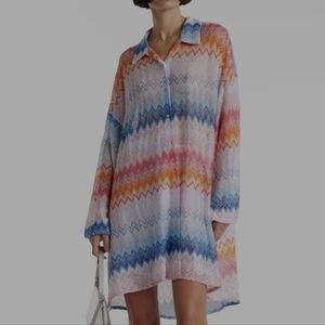 Missoni Multicolor Chevron Chemisier Kaftan, (Size Small)
